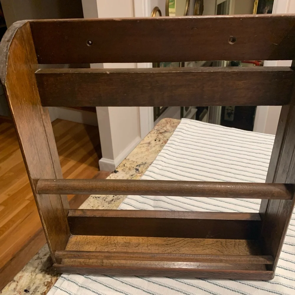 Vintage Rustic Brown Wooden Wall Shelf